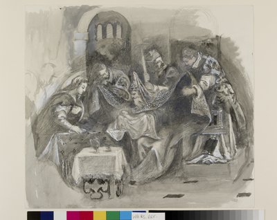Zeichnung von Tintorettos Beschneidung in der Scuola Grande di San Rocco, August 1869 von John Ruskin